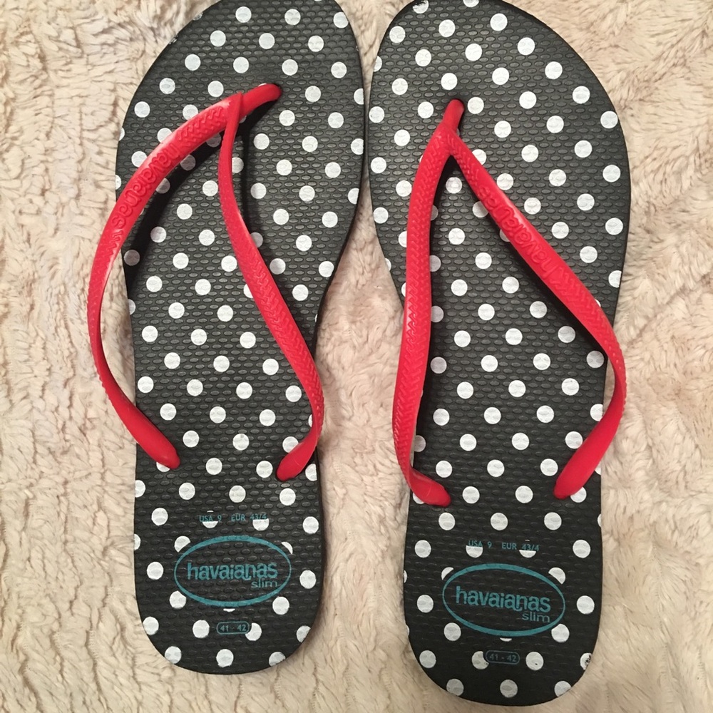 Havaianas Polka Dot FlipFlops like new !!